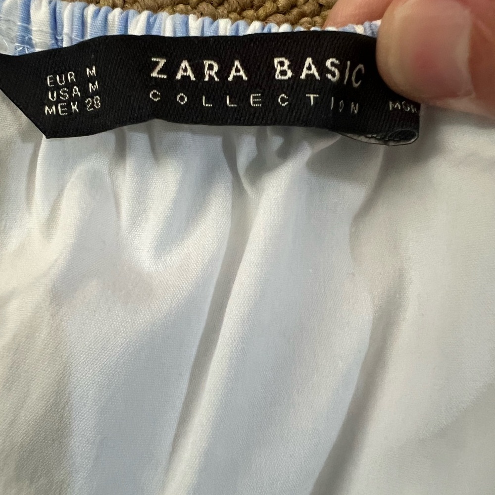 Zara blue/white striped off the shoulder shirt - Picture 2 of 4